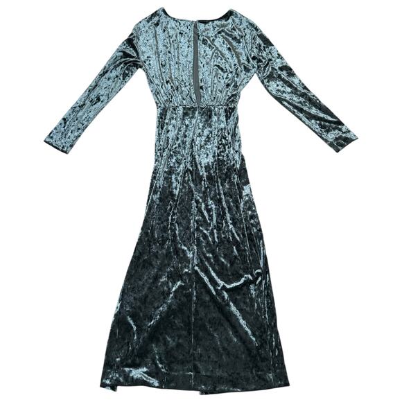 & Other Stories Velvet Keyhole Back Midi Dress Long Sleeve Teal Green Size 4 - Picture 11 of 15